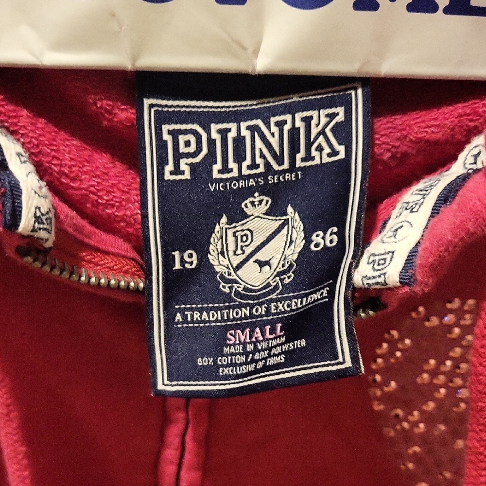 Victoria's Secret Pink Red Zip-Up Hoodie - Picture 2 of 4